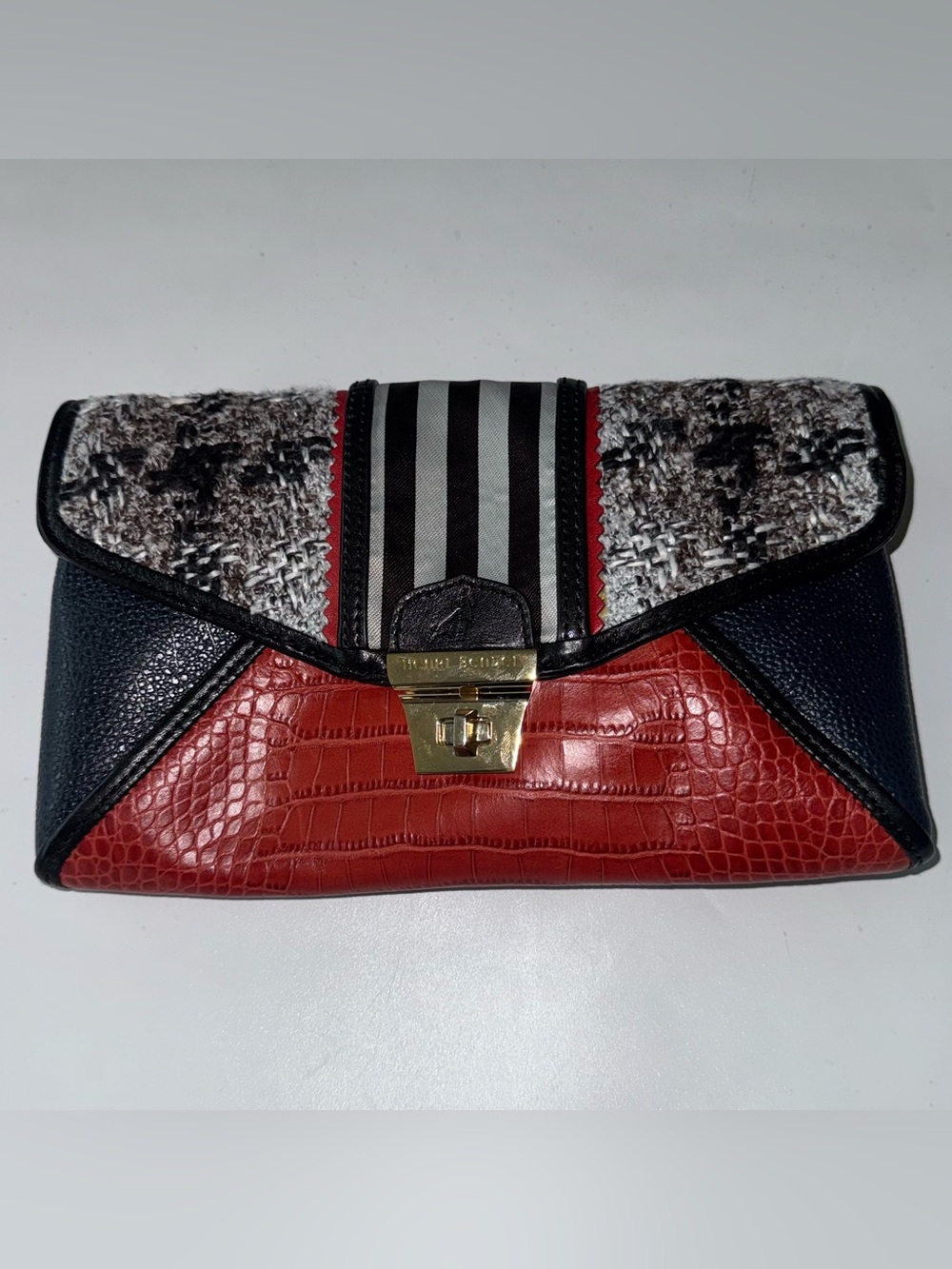 NEW Henri Bendel Mixed Media Color Block Leather Shoulder Bag Strap